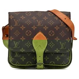Louis Vuitton-Brown Louis Vuitton Monogram Cartouchiere MM Crossbody Bag-Brown