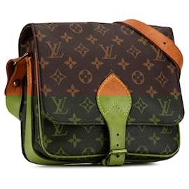 Louis Vuitton-Brown Louis Vuitton Monogram Cartouchiere MM Crossbody Bag-Brown