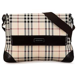 Burberry-Bolsa transversal com aba em xadrez Burberry na cor bege-Camelo