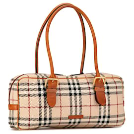 Burberry-Bolsa de ombro em tweed xadrez Burberry marrom-Camelo