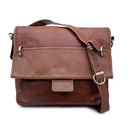 Gianfranco Ferré Sac messager vintage en cuir marron clair à rabat Marron