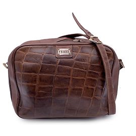 Gianfranco Ferré Bolsa transversal de couro marrom vintage em relevo Marrom