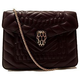 Bolsa de mão Bulgari Serpenti Forever em couro roxo Roxo