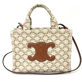 Céline Cabas Thais Triomphe en toile Celine Small Marron Beige