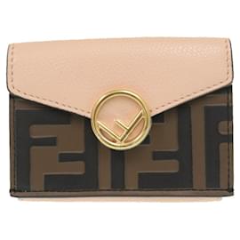 Fendi-Fendi Zucca Tri-fold Wallet-Brown,Pink