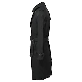 Saint Laurent-Saint Laurent Classic Double-Breasted Trench Coat in Black Cotton-Black