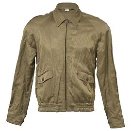 Yves Saint Laurent Saint Laurent Khaki Teddy Raglan Jacke aus grünem Satin Grün Olivgrün