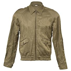 Yves Saint Laurent-Saint Laurent Khaki Teddy Raglan Jacket in Green Satin-Green,Olive green