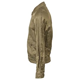 Yves Saint Laurent-Saint Laurent Khaki Teddy Raglan Jacket in Green Satin-Green,Olive green