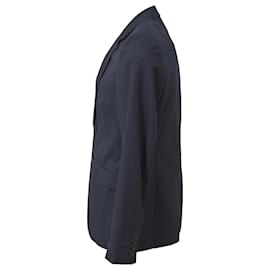 Saint Laurent-Saint Laurent Single Breasted Blazer in Navy Blue Wool -Blue,Navy blue