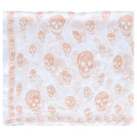 Alexander Mcqueen-Alexander Mcquuen Skull-Print Scraf in White SIlk-White,Cream