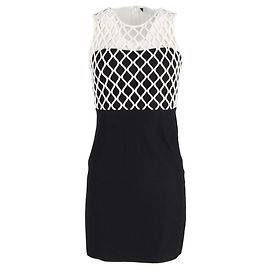 Mini-Kleid aus schwarzer Viskose mit Mesh-Oberteil von Diane Von Furstenberg Schwarz