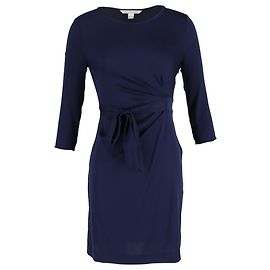 Diane Von Furstenberg Mini Bow-Waist Dress in Navy Blue Polyester Blue Navy blue
