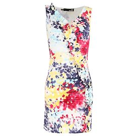 Abito Mini Stampato con Rouches in Cotone Multicolore Love Moschino Multicolore