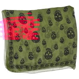 Alexander Mcqueen-Alexander Mcquuen Skull-Print Scraf in Red Silk-Red