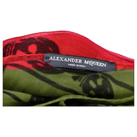 Alexander Mcqueen-Alexander Mcquuen Skull-Print Scraf in Red Silk-Red