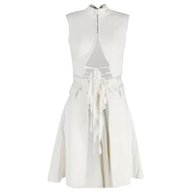 Alexander Mcqueen-Alexander McQueen Tie-Front Coat in Cream Cotton-White,Cream