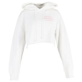 Moletom cropped com slogan bordado Helmut Lang em algodão branco Branco