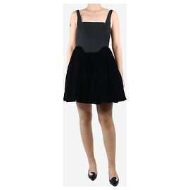 Staud Robe mini corset en velours noir et moiré - taille UK 10 Noir