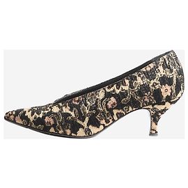 John Galliano Black floral jacquard pumps - size EU 36 Black