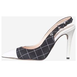 Love Moschino Black checkered slingback pumps - size EU 36 Black