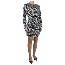 The Kooples Schwarzes Zickzackmuster-Minikleid - Größe UK 12 Schwarz