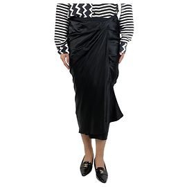 Rick Owens Schwarzer satin asymmetrischer Midirock - Größe UK 12 Schwarz