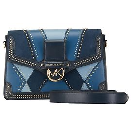 Bolsa de ombro de couro com studs Michael Kors azul Azul