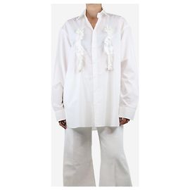 Raf Simons Camicia a maniche lunghe con dettagli in ruffles bianchi - taglia UK 12 Bianco