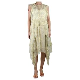 Ulla Johnson-Yellow silk floral ruffled midi dress - size UK 8-Yellow