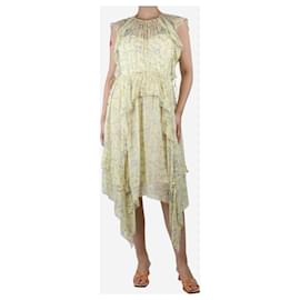Ulla Johnson-Yellow silk floral ruffled midi dress - size UK 8-Yellow