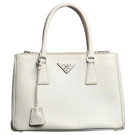 Prada Pequena bolsa de mão Galleria em couro Saffiano branco Branco