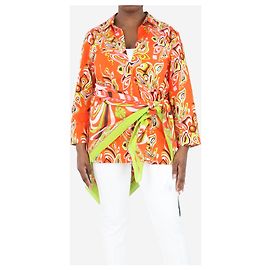 Emilio Pucci Blusa impressa vermelha e verde e conjunto de sarong - tamanho UK 14 Vermelho