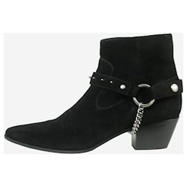 Saint Laurent-Black suede cowboy style ankle boots - size EU 39-Black