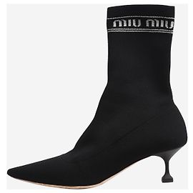 Miu Miu Botines de punto negro elásticos - talla EU 37,5 Negro