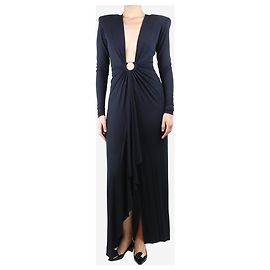 Alexandre Vauthier Vestido maxi drapeado azul marinho - tamanho UK 8 Azul