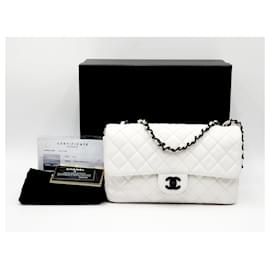 Chanel-Chanel 2000s Rare Noir et Blanc Chaîne Acrylique Grand Rabat Simple-Blanc