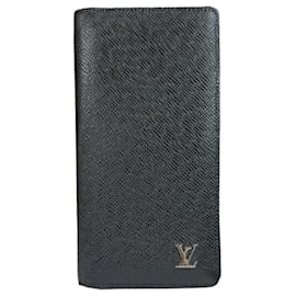 Louis Vuitton-Louis Vuitton Portefeuille Brazza Taiga Bi-fold Wallet-Black