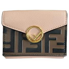 Fendi-Fendi Zucca Tri-fold Wallet-Brown,Pink