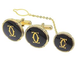 Set di Gemelli Cartier Nero e Oro Nero D'oro