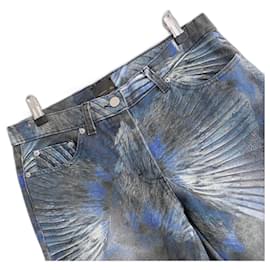 Fendi-Fendi x Karl Lagerfeld Vintage Spring 2003 Feather Print Jeans-Blue