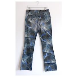 Fendi-Fendi x Karl Lagerfeld Vintage Spring 2003 Feather Print Jeans-Blue