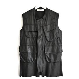 Marni Spring 2010 Leather Sleeveless Cargo Jacket Black
