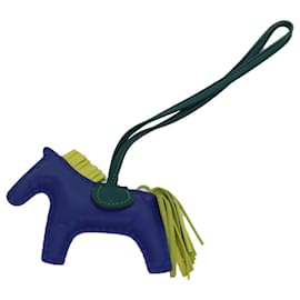 Hermès-HERMES Rodeo Charm Leather Blue Auth 81361-Blue