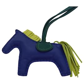 Hermès-HERMES Rodeo Charm Leather Blue Auth 81361-Blue