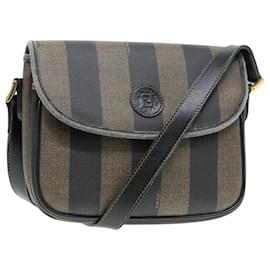 Fendi-Sac à épaule en toile Pecan FENDI marron noir Auth yk13727-Marron,Noir