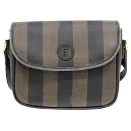 Fendi-Sac à épaule en toile Pecan FENDI marron noir Auth yk13727-Marron,Noir