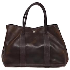 Hermès-HERMES Sac à main Garden party PM Cuir Marron Auth bs16114-Marron