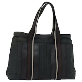 Hermès-HERMES Toroca Horizontal MM Sac à main en toile noir marron Auth bs16023-Marron,Noir