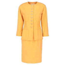 Conjunto de falda de algodón naranja Chanel Naranja Marrón claro